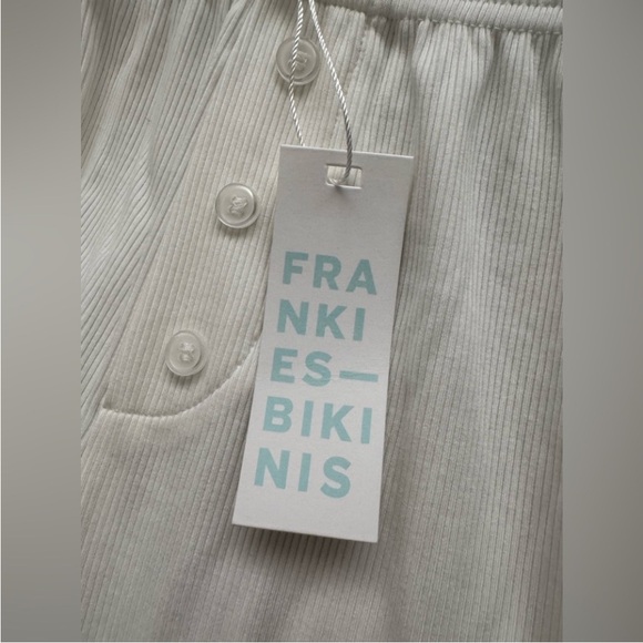 🆕 Frankie's Bikinis Rory Modal Rib Sleep Pants Seashell White size Small SO SOFT - Picture 5 of 13
